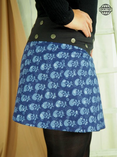 Blue floral wrap skirt