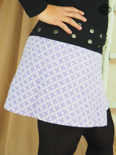 Winter white wrap skirt with floral motif