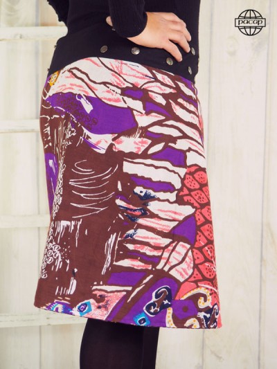 Skirt Long Female Velvet Portfolio Winter Maroon Kashmir-TOUPAC