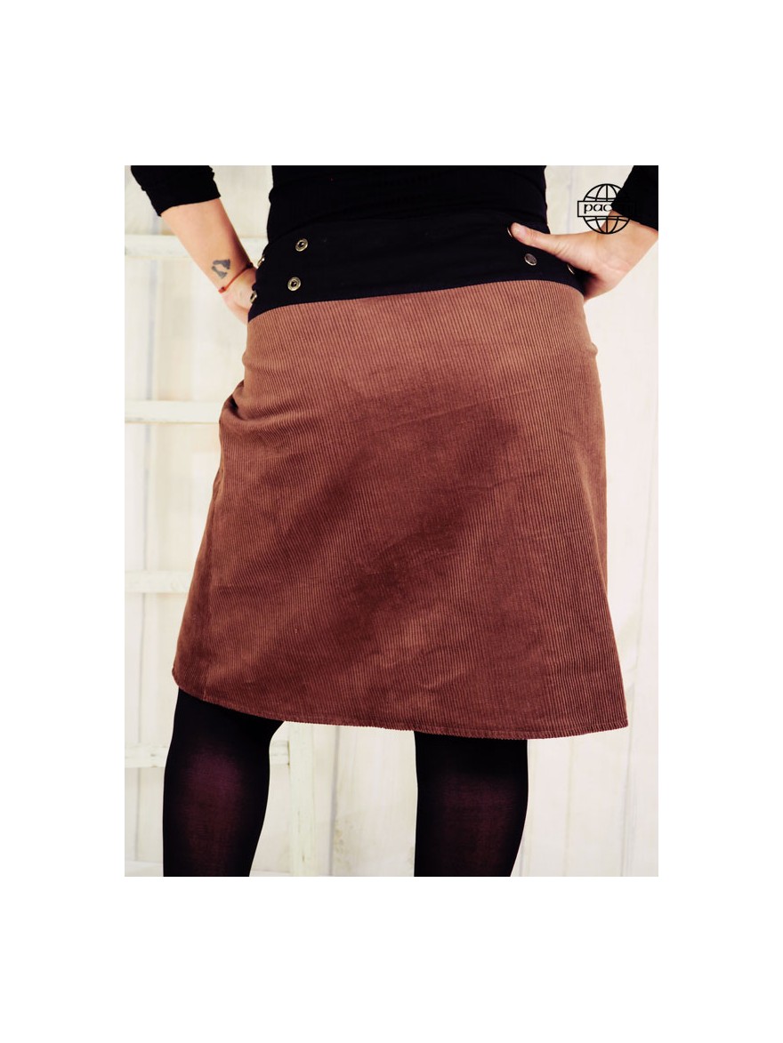 Women's brown ribbed skirt