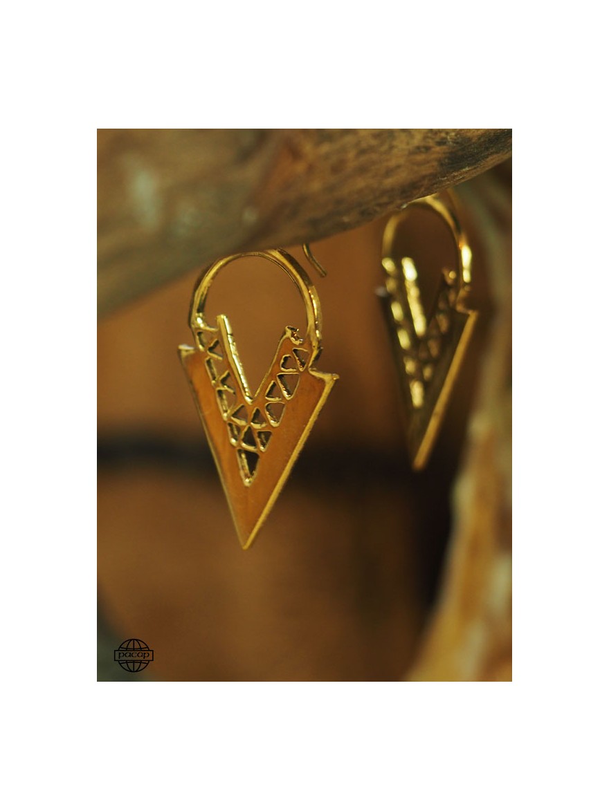 Boucles D'oreilles En Laiton Doré Ethnique - Style Dotwork Spirale - Marque 81stgeneration - Neuf