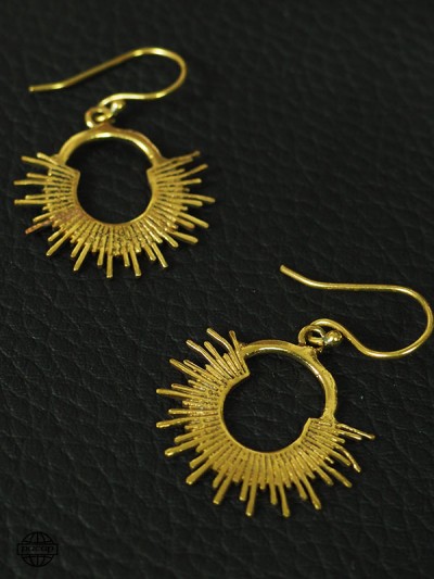 Gold-plated brass hippie chic sunburst earrings