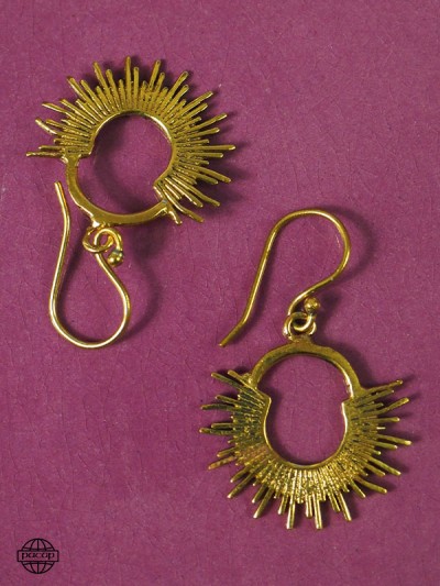 Gold hippie chic creole sunburst earrings
