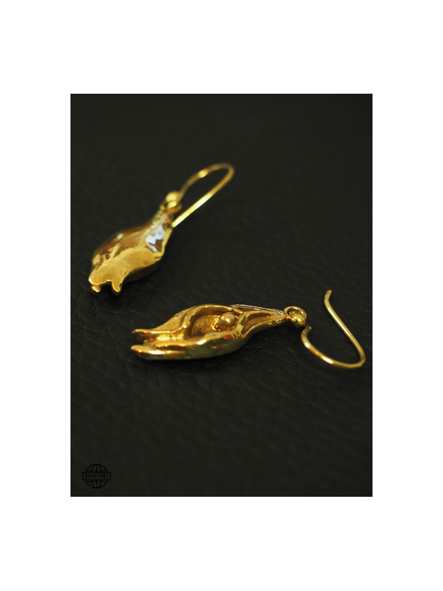 Gold-plated brass brass Indian earrings ear shape
