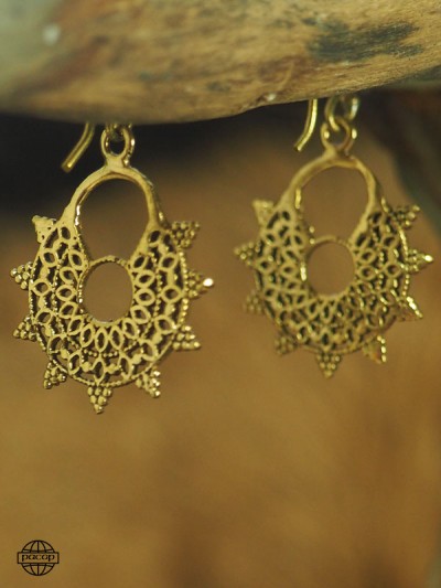Bohemian oriental indian gilded brass earrings