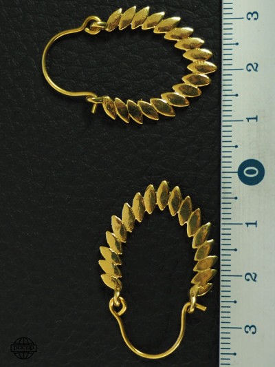 Modern vintage stainless earring in gold-plated brass small size 4cm and 2 wide