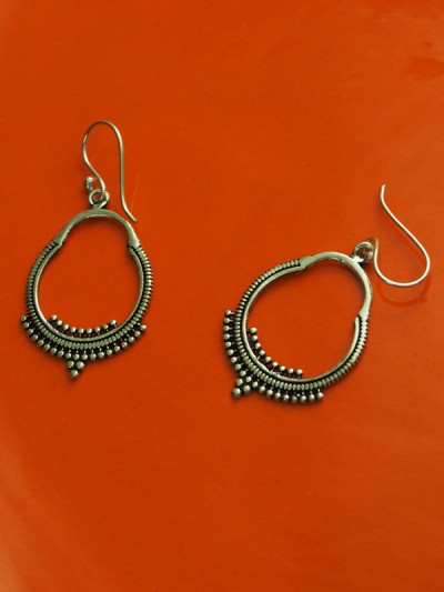 Oriental Bollywood Silver Earrings Jhumka Bells