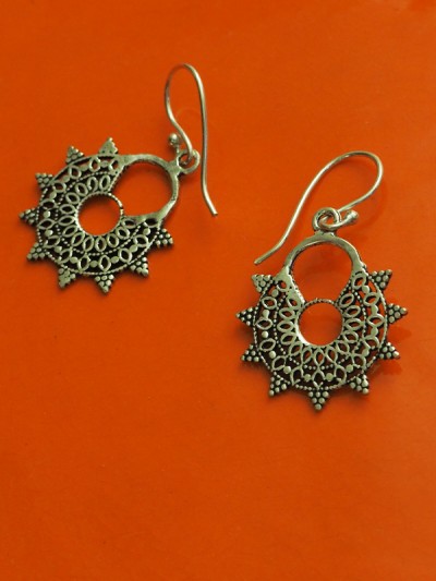 Jewelry accessory feminine fashion hippie chic Sun Earrings Oriental Hippie Chic and Indian Silver Jewelry
