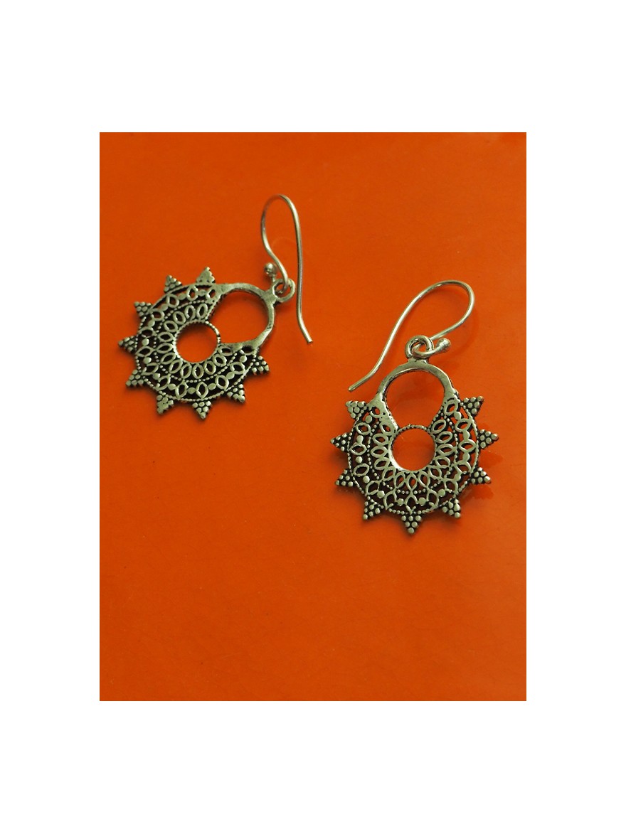 Jewelry accessory feminine fashion hippie chic Sun Earrings Oriental Hippie Chic and Indian Silver Jewelry