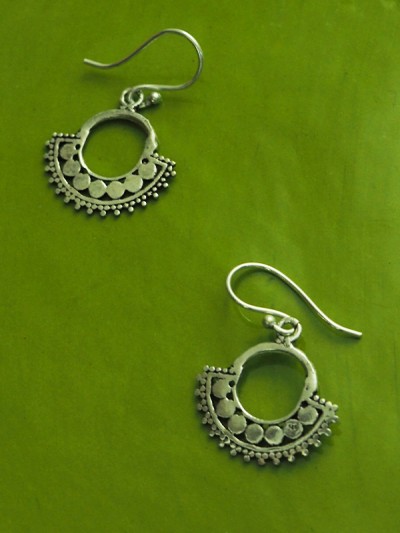 Inca Maya sun earrings, silver-plated