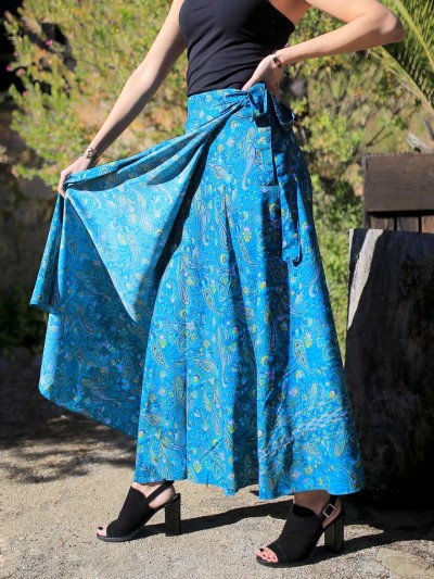 long wrap midi skirt with adjustable waist