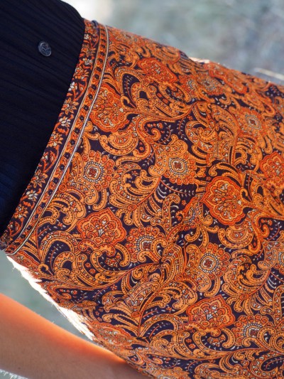 Pantalon orange Fluide femme taille haute fendu