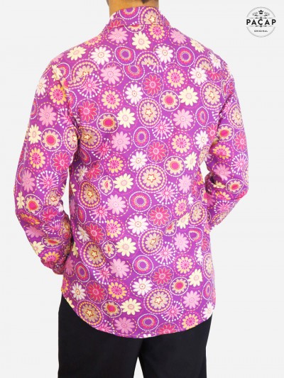 chemise fleuri imprimé originale violet pour homme