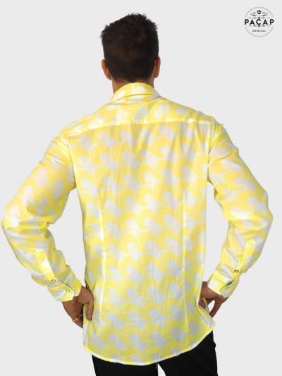 original printed white shirt lemon yellow