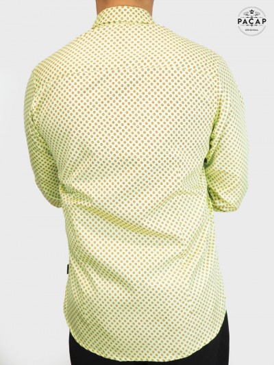 green long sleeve shirt with polka dot print man
