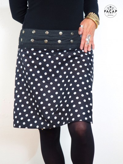 woman skirt with polka dot pattern