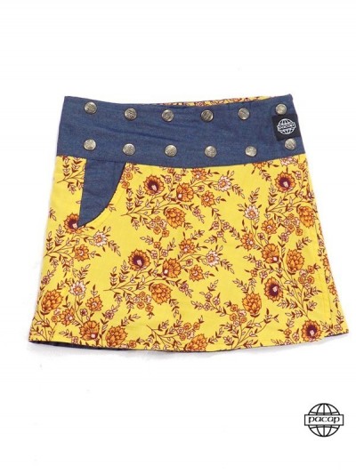 yellow skirt girl reversible blue jean french brand pacap Marseille paris lyon