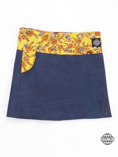 yellow skirt girl reversible blue jean french brand pacap Marseille paris lyon, skirt top manufacturer distributor