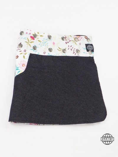 reversible girl skirt floral print black denim wholesale supplier Marseille