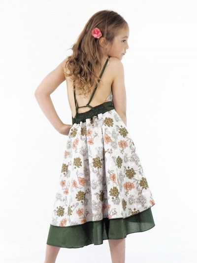 sleeveless green dress for girls clothing distributor France