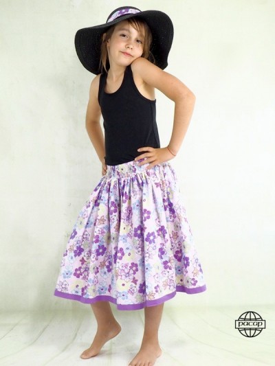 jupe longue volante motif floral grossiste fournisseur marque française, petite fille, enfant.