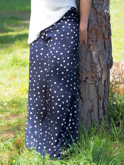jupe culotte taille unique ajustable pattes d'éléphant imprimé pois noirs et blancs