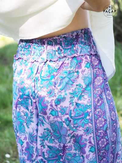 Women's Elastic Waistband Elephant Leg Pants Purple - LILI Size T.U. (from  S to XL)