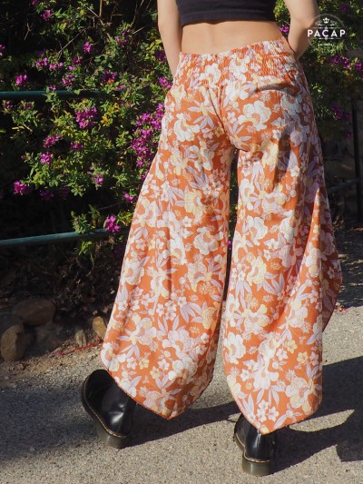 long orange skirt flowers