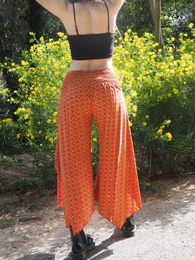 long summer yoga pants flared cut adjustable elastic waist