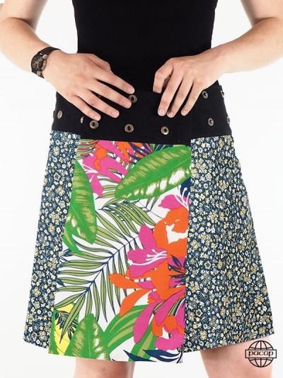jupe longue imprimé tropical à fleurs|