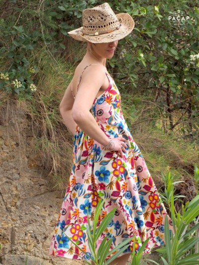 mid-length dress for women summer floral print