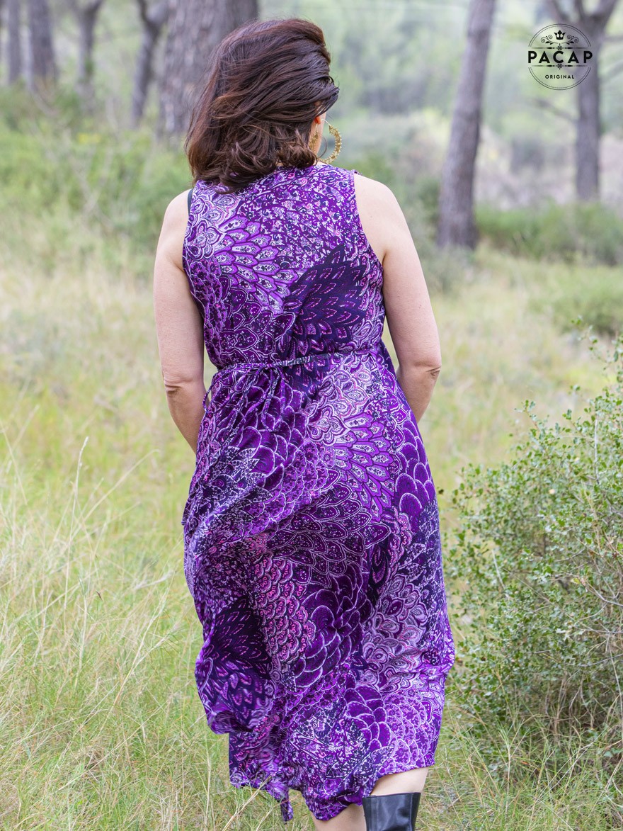 Robe Bisou Bisou Violette Imprimé Aquarelle Abstrait - Taille 8, Sans Manches