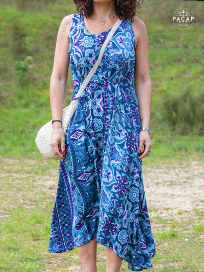 robe élégante femme taille ajustable motif ethnique