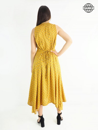 robe d'été, robe femme, robe longue jaune, robe à carreaux