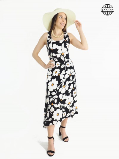 short sleeve dress, black dress, white dress, women's dress, floral, long dress, flowing dress, summer dress