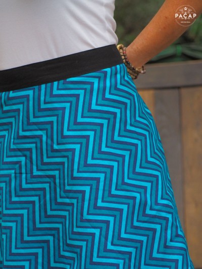Blue cotton wrap skirt