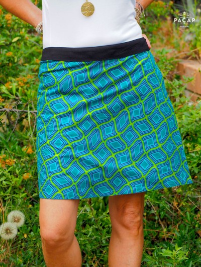 blue skirt adjustable waist adjustable belt snap buttons