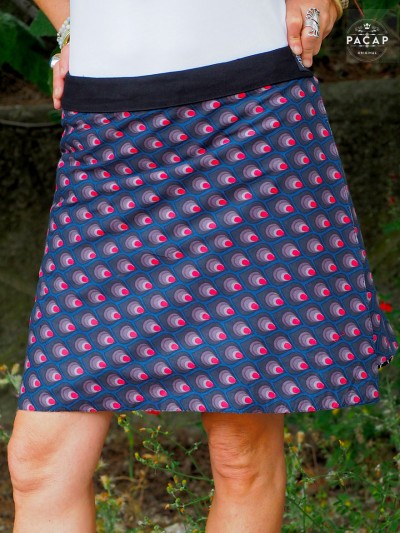 Reversible summer skirt with straight cut