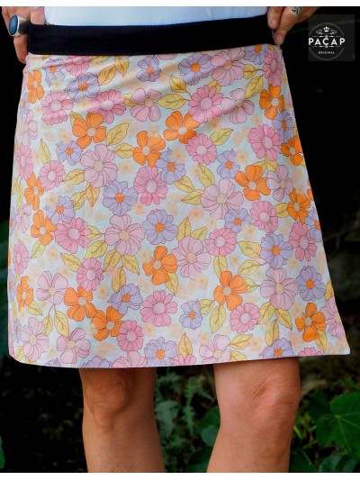 Reversible midi skirt for women