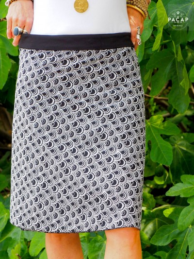 skater skirt asymmetric skirt straight cut original print long skirt