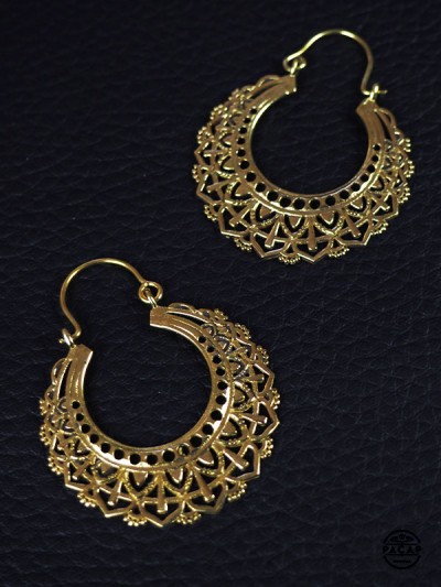 round hippie bohemian gold earring for women