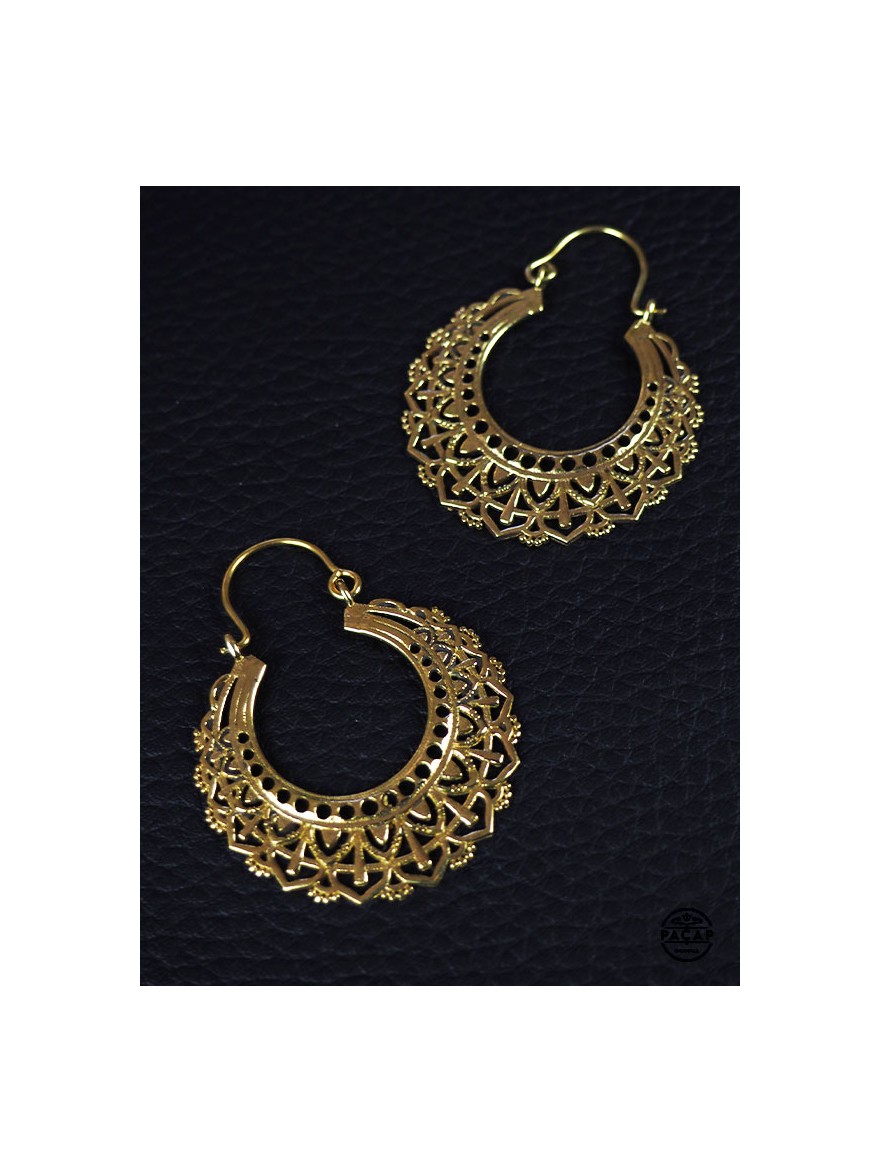 round hippie bohemian gold earring for women