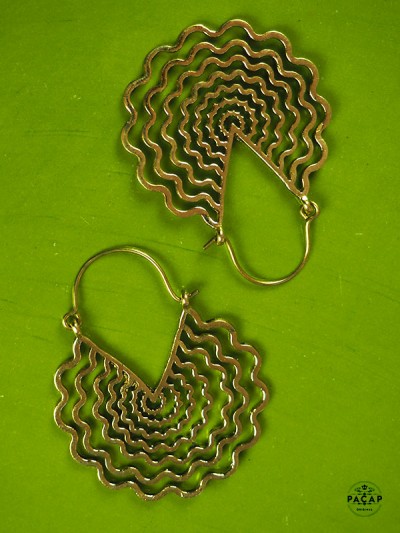 women's costume jewelry wave light flowers spider web Handmade Indian Wavy Gold Earrings 4,5cm