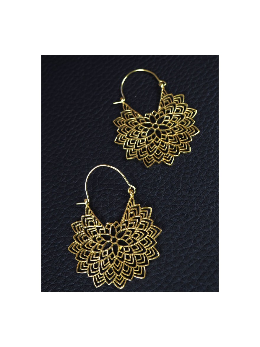 boho bohemian gold flower earrings for women