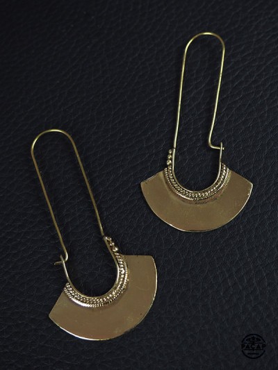 women's long hippie gold fan earrings