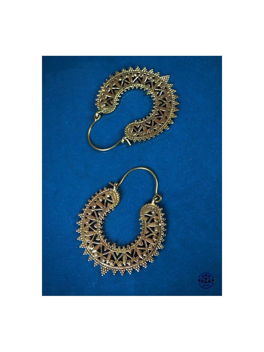 circular gold openwork hippie costume jewelry Elegant Round Medium Gold Indian Earrings