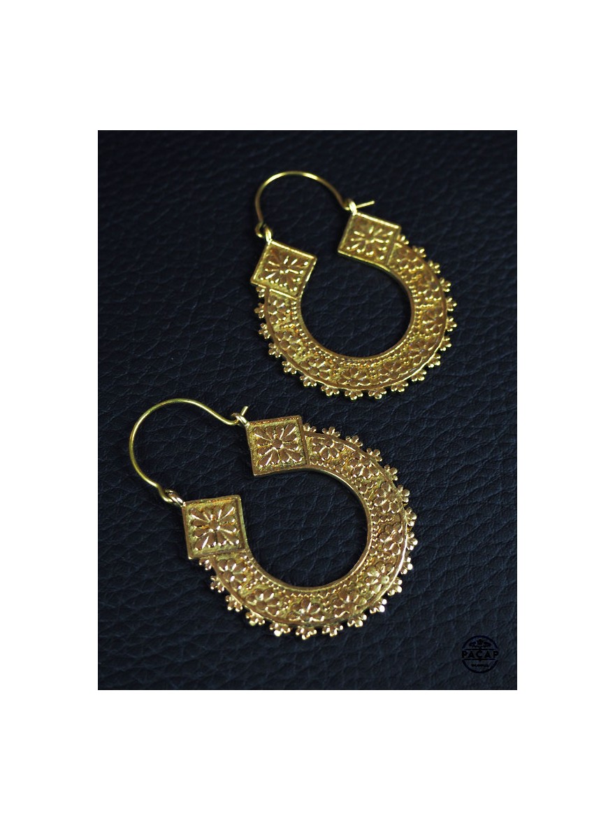 medium earrings gold round boho bohemian accessory