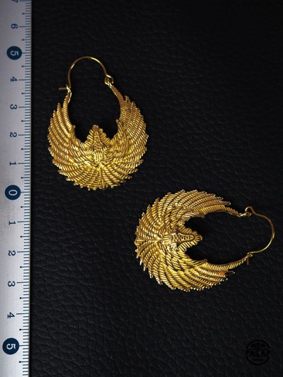 Eagle Chased Brass Handmade Earrings Gold Indian Brass