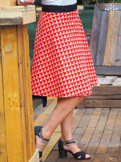 plaid skirt, red skirt, women's skirt, summer skirt, flared skirt, reversible skirt, wrap skirt,