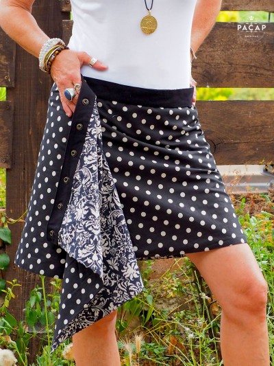 summer skirt adjustable waist snap buttons reversible skirt wrap skirt